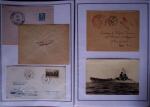 Lot de 33 lettres et cartes postales sur le bâtiment de ligne Jean Bart dont entier postal CP 1F20 Pétain OBL hex "Batiment de ligne jean Bart" (2.9.42 - rare millésime à 2 chiffres). TB