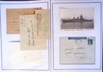 14 lettres et cartes postales sur le bâtiment de ligne Strasbourg dont 8 plis avec CAD hexagonal (dont 1 avec "PP" encadré d'AFF en numéraire) + photos du sabordage à Toulon le 27.11.42. TB