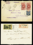 35 lettres et cartes postales (dont entiers postaux), la plupart affranchies avec types Faidherbe et Palmier dont n°21 + 26 sur LR avec griffe de recommandation provisoire d'Ouidah (1914) et n°22 OBL Carmama. TB