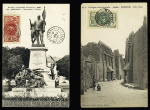 35 lettres et cartes postales (dont entiers postaux), la plupart affranchies avec types Faidherbe et Palmier dont n°21 + 26 sur LR avec griffe de recommandation provisoire d'Ouidah (1914) et n°22 OBL Carmama. TB