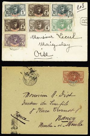 17 lettres et cartes postales AFF types Faidherbe et Palmier dont n°5 OBL Bandiagara sur une petite lettre. TB