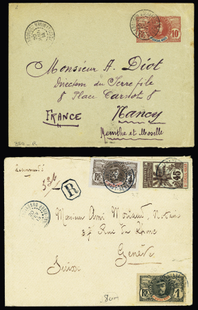 17 lettres et cartes postales AFF types Faidherbe et Palmier dont n°5 OBL Bandiagara sur une petite lettre. TB