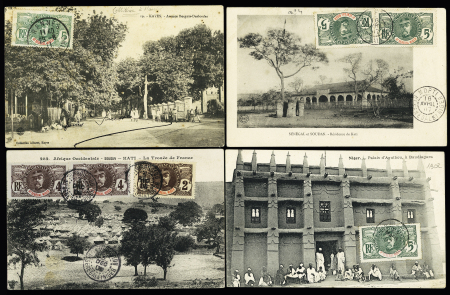 17 lettres et cartes postales AFF types Faidherbe et Palmier dont n°5 OBL Bandiagara sur une petite lettre. TB