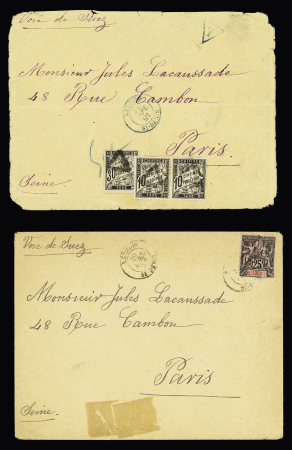 1891-97 Deux lettres même archive, l'une avec 25c