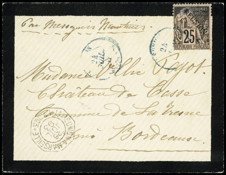N° 24 obl. càd bleu St Denis 1893 sur env. pour Bordeaux,