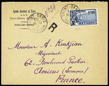 N° 105 seul sur lettre recommandée de St Denis 1927