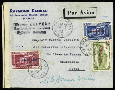 N° 186 +213 +214 sur lettre de St Denis 1943 pour