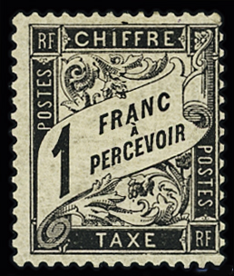 N° 22 1f noir, * propre, TB. Signé A.Brun
