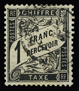 N° 22 1f noir, obl. propre, léger défaut mais très
