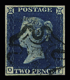 1840 2d Blue, used with Maltese Cross