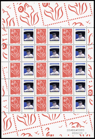 Marianne de Lamouche, 3 feuillets de 15 timbres avec
