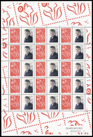 Marianne de Lamouche, 3 feuillets de 15 timbres avec