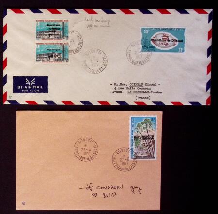 1977 Surcharges locales sur timbres des Afar et Issas