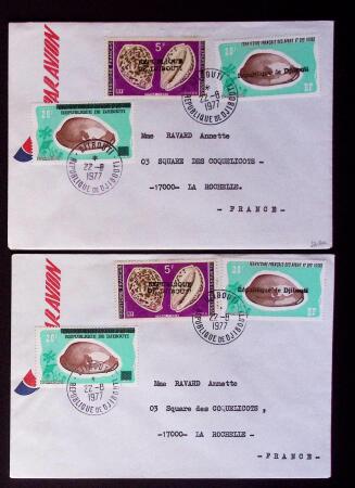 1977 Surcharges locales sur timbres des Afar et Issas