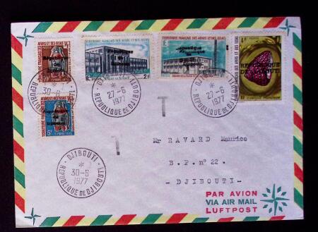 1977 Surcharges locales sur timbres des Afar et Issas