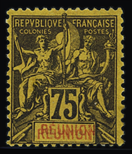 N° 43a 75c violet-noir sur jaune, variété double