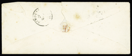 N°10 25c bleu, filet non touché, obl. PC sur lettre