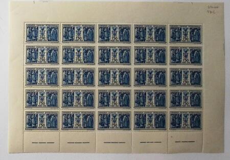 N° 274 Exposition coloniale de 1931 1f50 bleu en panneau