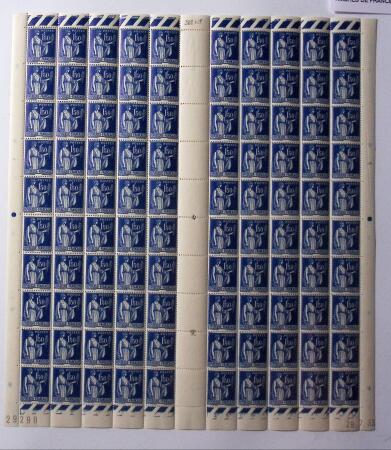 N° 283b et 288 en feuille complète de 100 timbres,