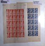 POSTE AERIENNE n° 16 à 19 + 17a en 5 feuilles complètes