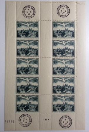 POSTE AERIENNE n° 20 en  feuille complète de 10 timbres,