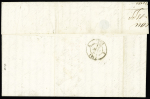 Pli de St Denis 16 fer 1855 pour Lyon, càd rouge "Indes