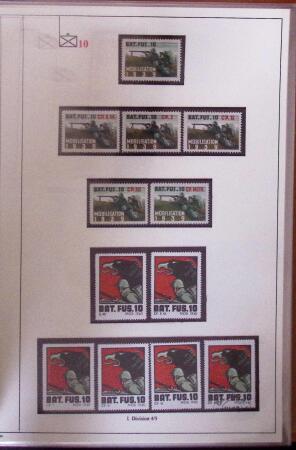 1939-1945 Collection sur les vignettes de la mobilisation dit "timbres pour soldats", superbement présentée en 4 albums avec une grande variété d'unités militaires, TTB