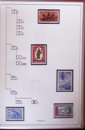 1939-1945 Collection sur les vignettes de la mobilisation dit "timbres pour soldats", superbement présentée en 4 albums avec une grande variété d'unités militaires, TTB