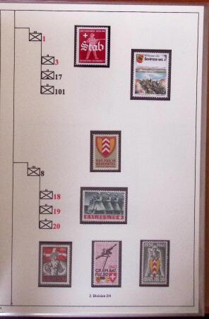 1939-1945 Collection sur les vignettes de la mobilisation dit "timbres pour soldats", superbement présentée en 4 albums avec une grande variété d'unités militaires, TTB