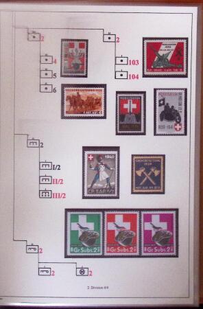 1939-1945 Collection sur les vignettes de la mobilisation dit "timbres pour soldats", superbement présentée en 4 albums avec une grande variété d'unités militaires, TTB