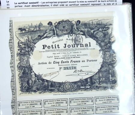 Collection d'exposition sur la Scripophilie (actions