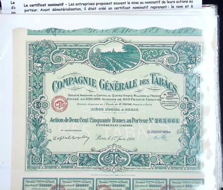 Collection d'exposition sur la Scripophilie (actions