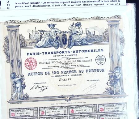 Collection d'exposition sur la Scripophilie (actions