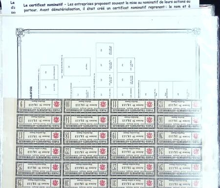 Collection d'exposition sur la Scripophilie (actions
