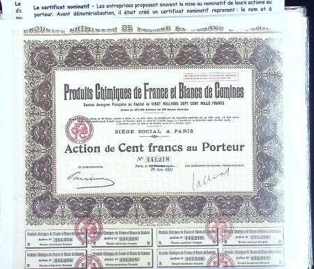Collection d'exposition sur la Scripophilie (actions