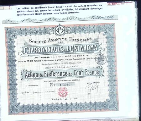 Collection d'exposition sur la Scripophilie (actions