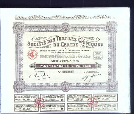 Collection d'exposition sur la Scripophilie (actions