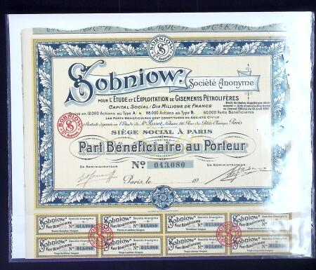Collection d'exposition sur la Scripophilie (actions