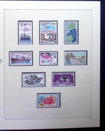 1948-1999 Collection neuve des TAAF quasi complète dont 20f Albatros, +SPM 1986-2001 avec nombreux doubles +CFA, TB