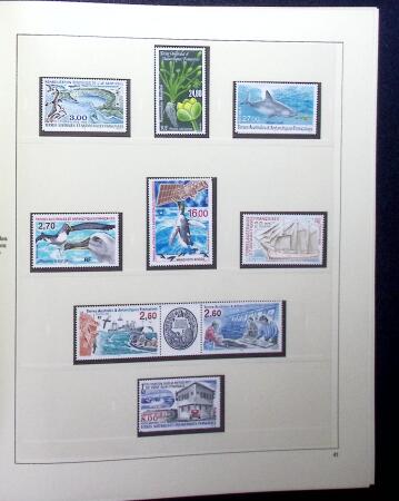 1948-1999 Collection neuve des TAAF quasi complète dont 20f Albatros, +SPM 1986-2001 avec nombreux doubles +CFA, TB