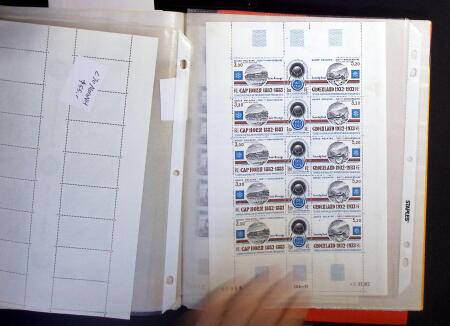 1950-1980, Stock de timbres de TAAF, parfois en feuille,