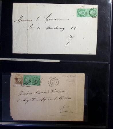 1871-72 N°35 5c vert-pâle sur bleu, ensemble spécialité