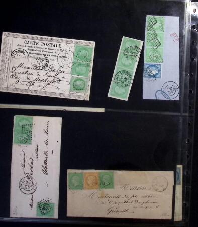 1871-72 N°35 5c vert-pâle sur bleu, ensemble spécialité