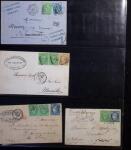 1871-72 N°35 5c vert-pâle sur bleu, ensemble spécialité
