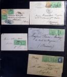 1871-72 N°35 5c vert-pâle sur bleu, ensemble spécialité