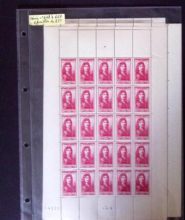 1937-44, Timbres en feuilles dont N°352, 447, 458,