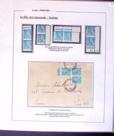 1938-44 TYPE MERCURE : Importante collection d'exposition