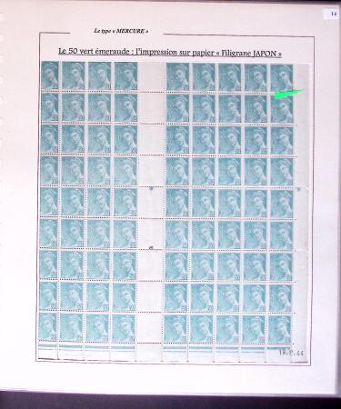 1938-44 TYPE MERCURE : Importante collection d'exposition