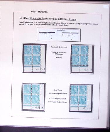1938-44 TYPE MERCURE : Importante collection d'exposition