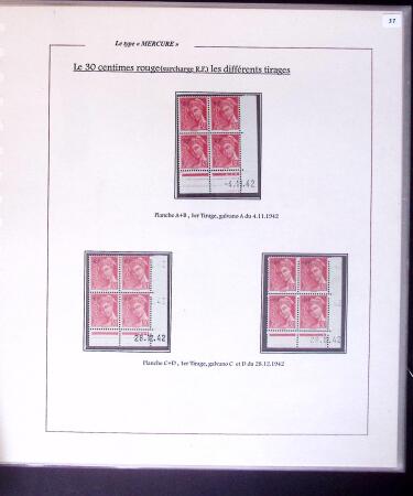 1938-44 TYPE MERCURE : Importante collection d'exposition
